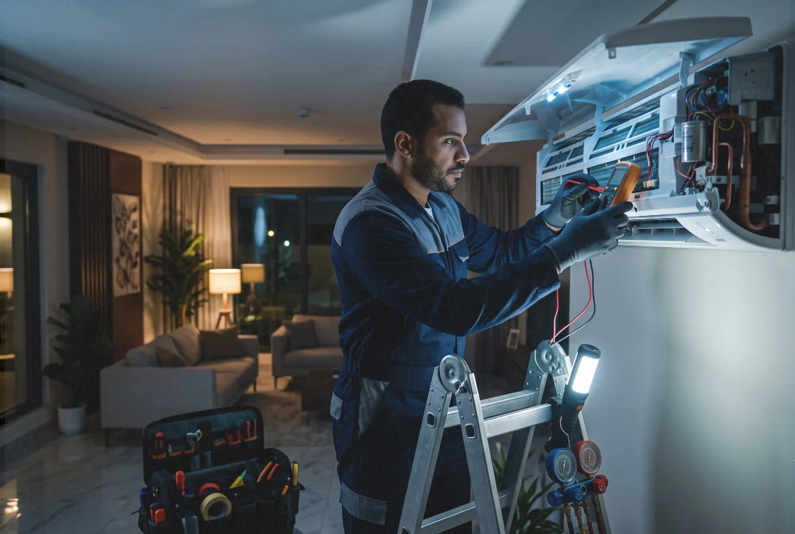 K Star AC technician at work in Ajman